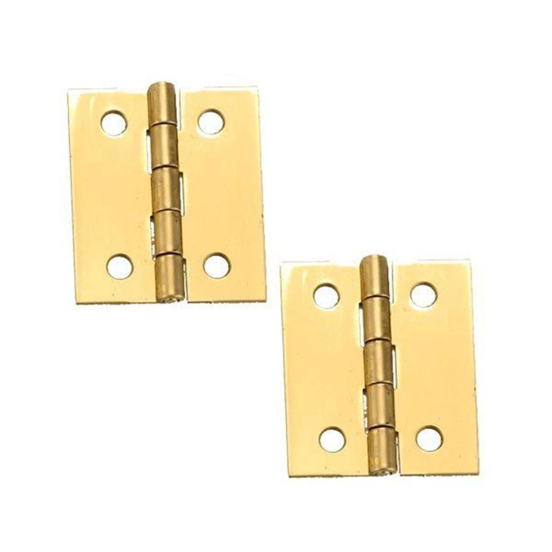 Miniature Hinge Open with Screws - Pair - Style:Broad - Size:1-1/4" x 1-1/2" - Finish:Solid Brass